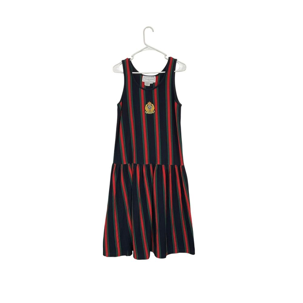 Rare VTG 90s Adrienne Vittadini Drop Waist Striped Midi Dress Magna Cum Laude - Picture 2 of 7